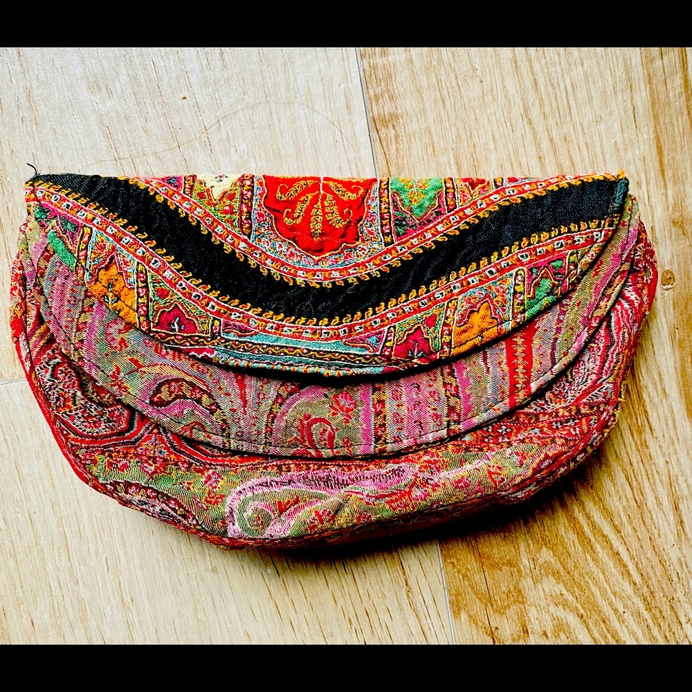 Red Vintage Handmade Crescent Clutch